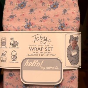 Toby Baby girl Wrap set new never used with name can be written on wrap
